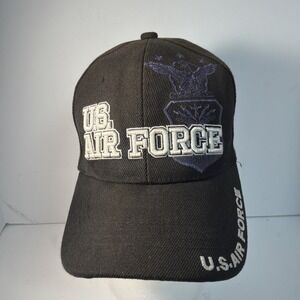 U.S. Air Force Hat Black /White Strap Back Embroidered  Adjustable